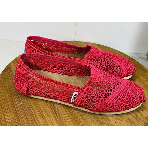 Toms Fushia Crochet Women Size 6 New - Picture 2 of 7